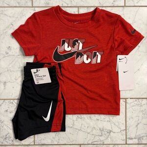 Toddler Boy 2T Nike Dri-Fit Shirt & Short 2 Piece Set Swoosh Red & Black